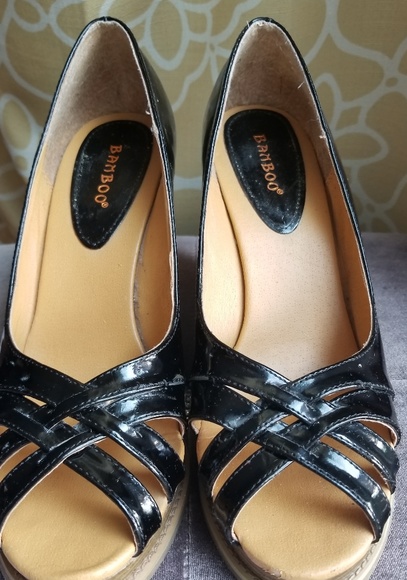 Bamboo black wedge heels - Picture 2 of 4